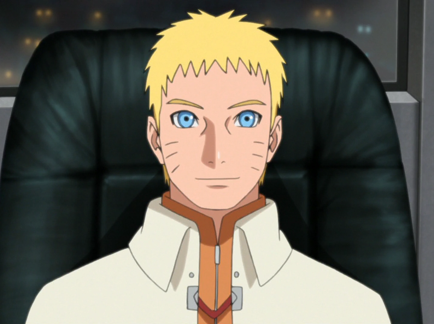 Adult Naruto Uzumaki as the Seventh Hokage in his white cloak