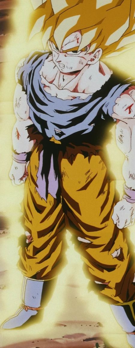 Young Goku with his Power Pole on Nimbus cloud