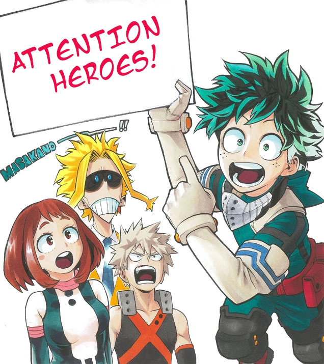 Deku and the heroes of My Hero Academia