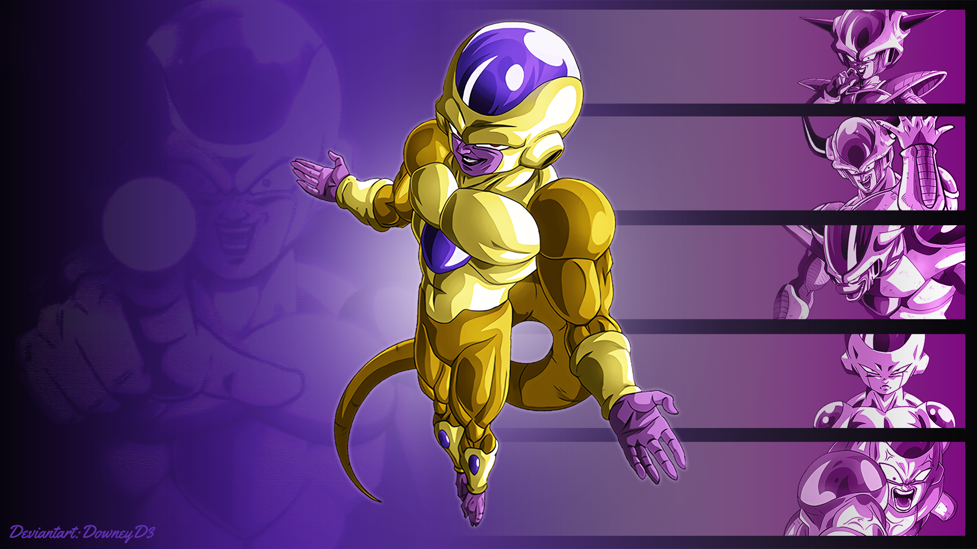 Golden Frieza showing all his transformation forms from Dragon Ball