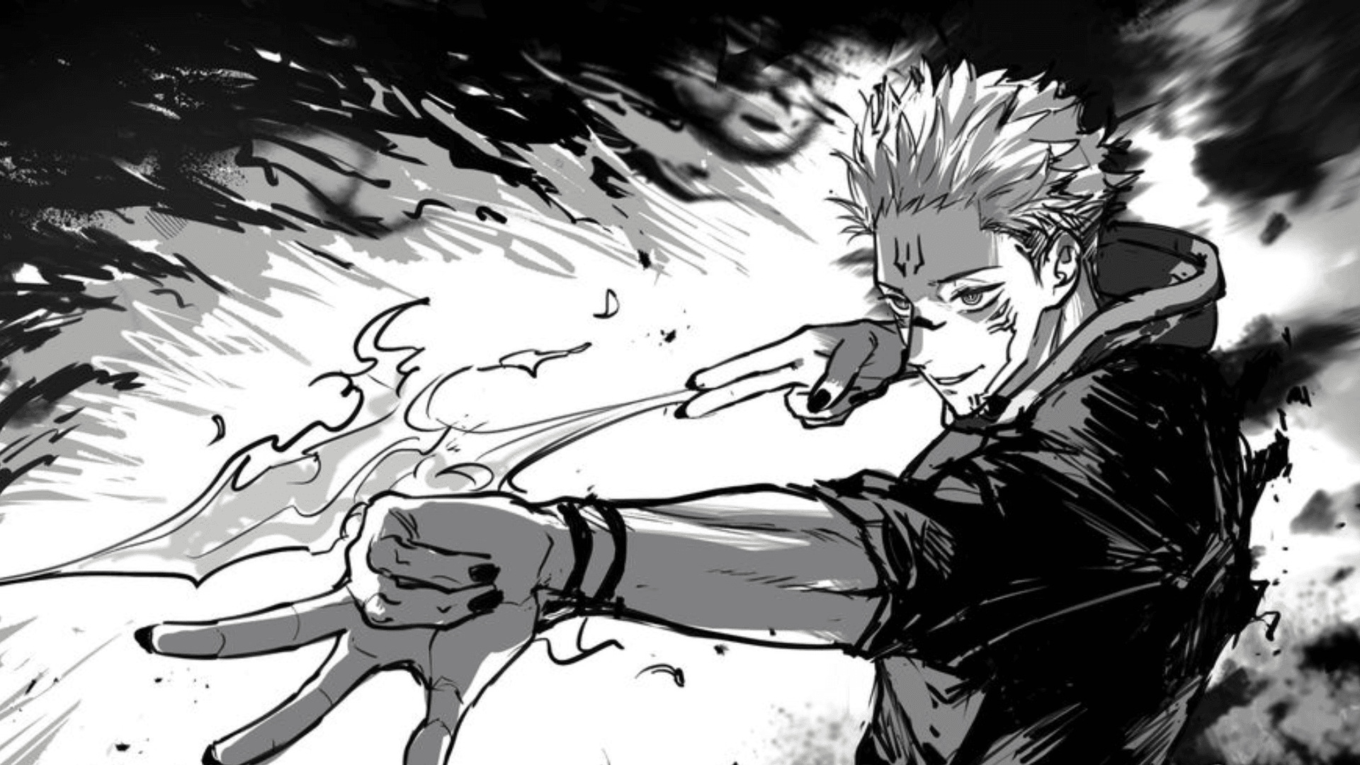 Ryomen Sukuna from Jujutsu Kaisen surrounded by cursed energy