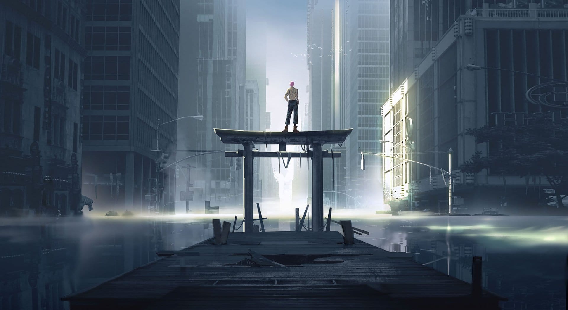 Yuji Itadori standing resolute on a torii gate - Jujutsu Kaisen