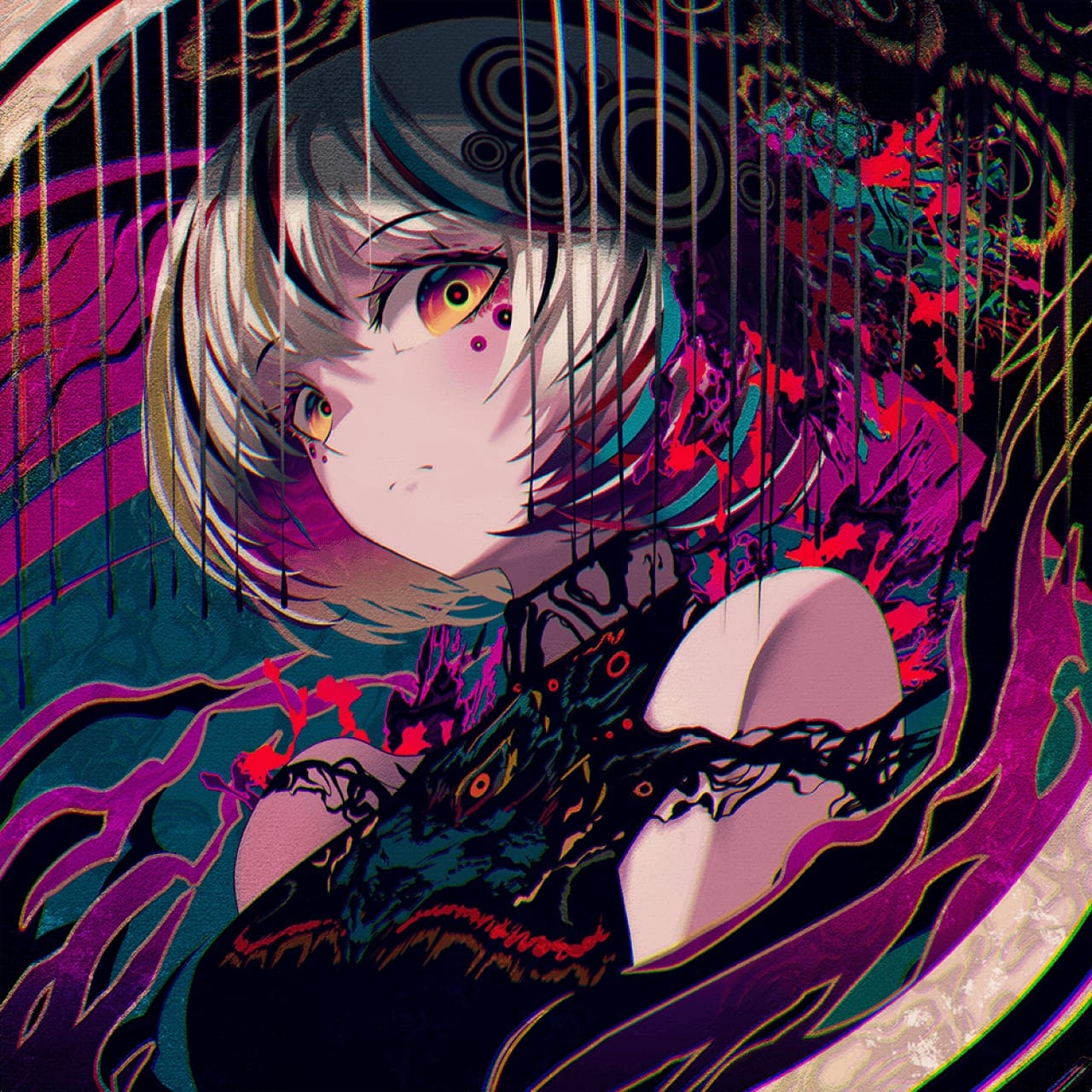 Colorful anime art with vibrant characters