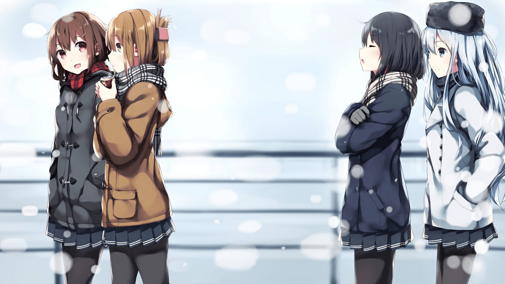 Anime characters in winter