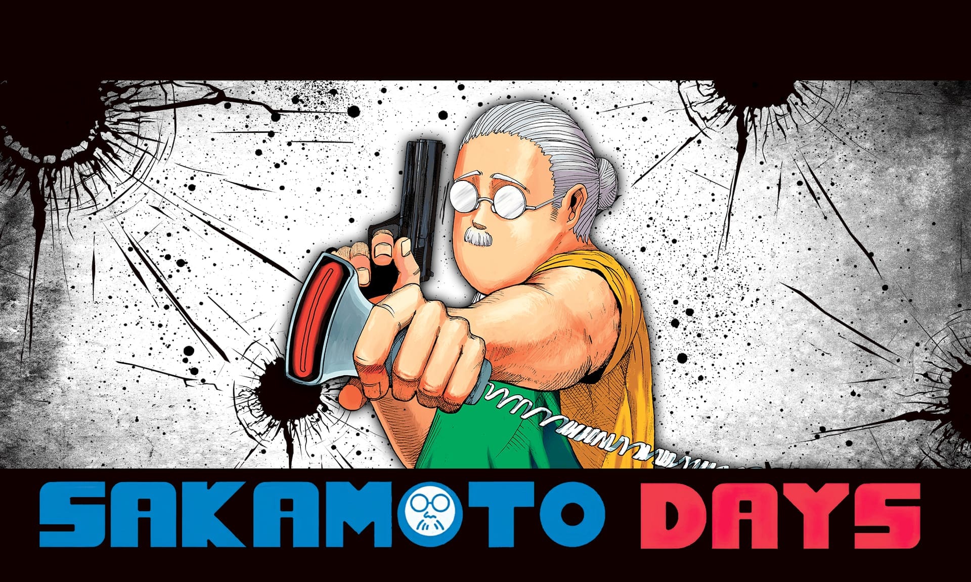 Sakamoto aiming his signature iron weapon in Sakamoto Days manga art