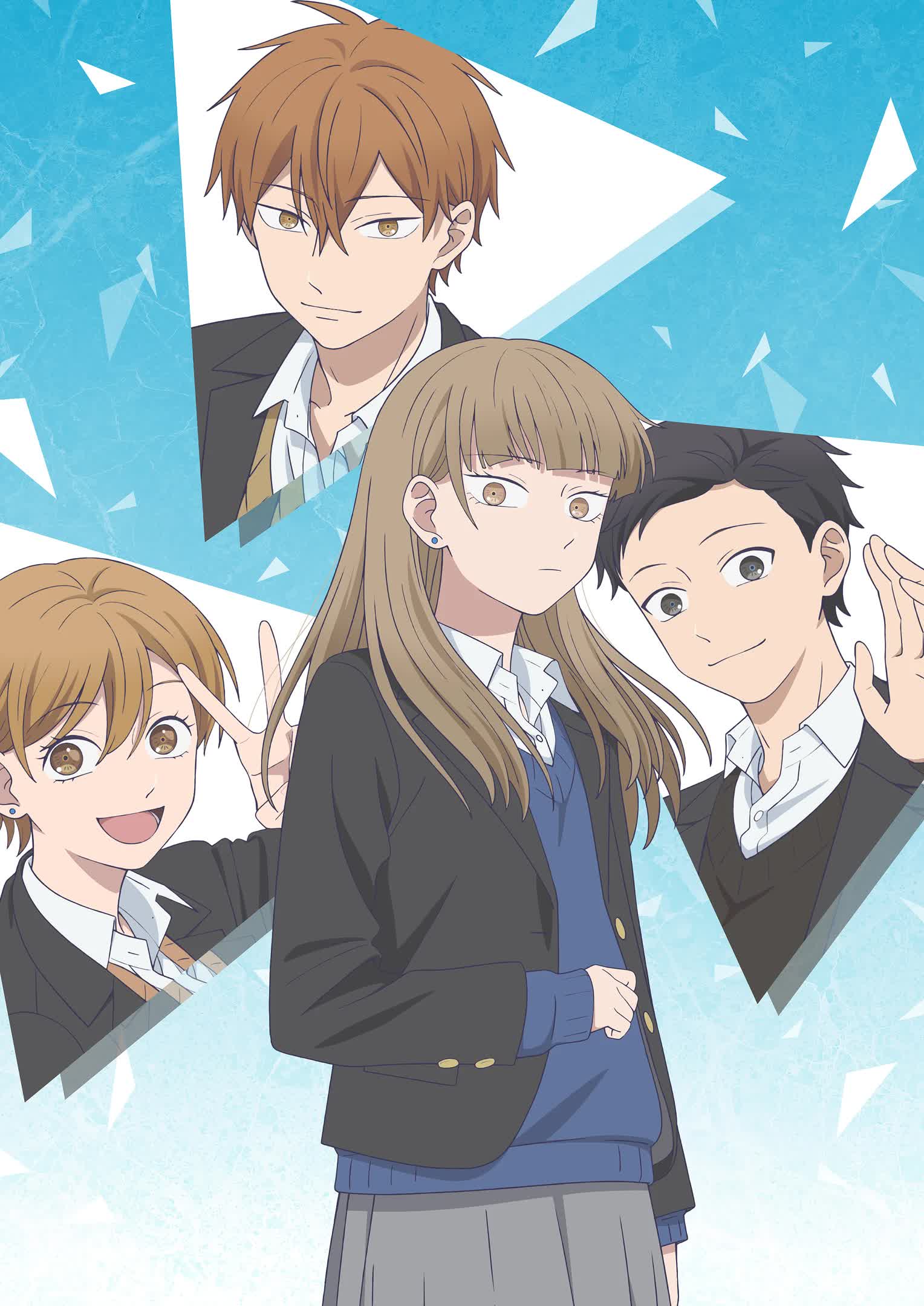 Main cast visual from The Ramparts of Ice anime against an icy blue background