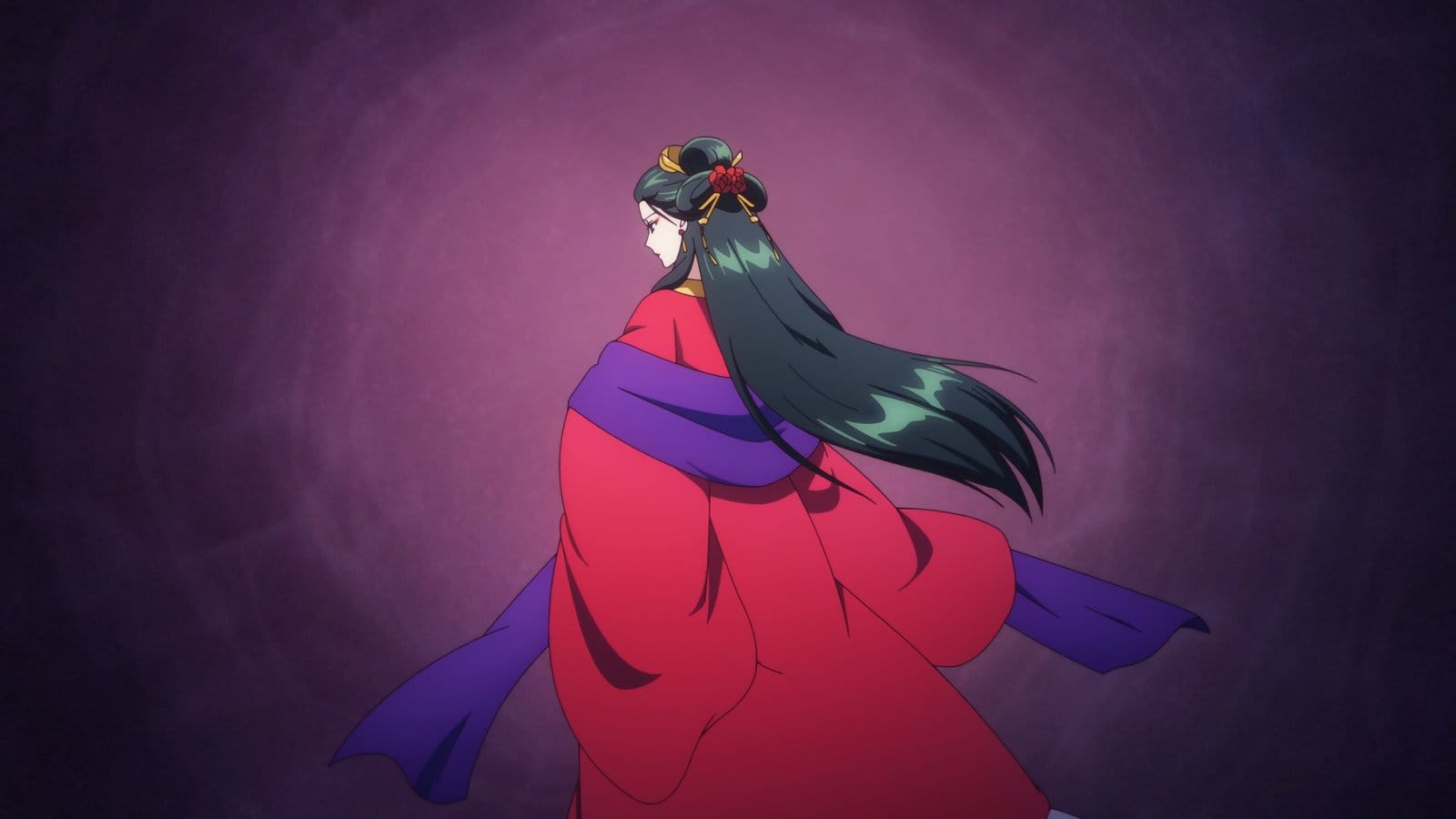 Maomao standing against a sunset in The Apothecary Diaries anime