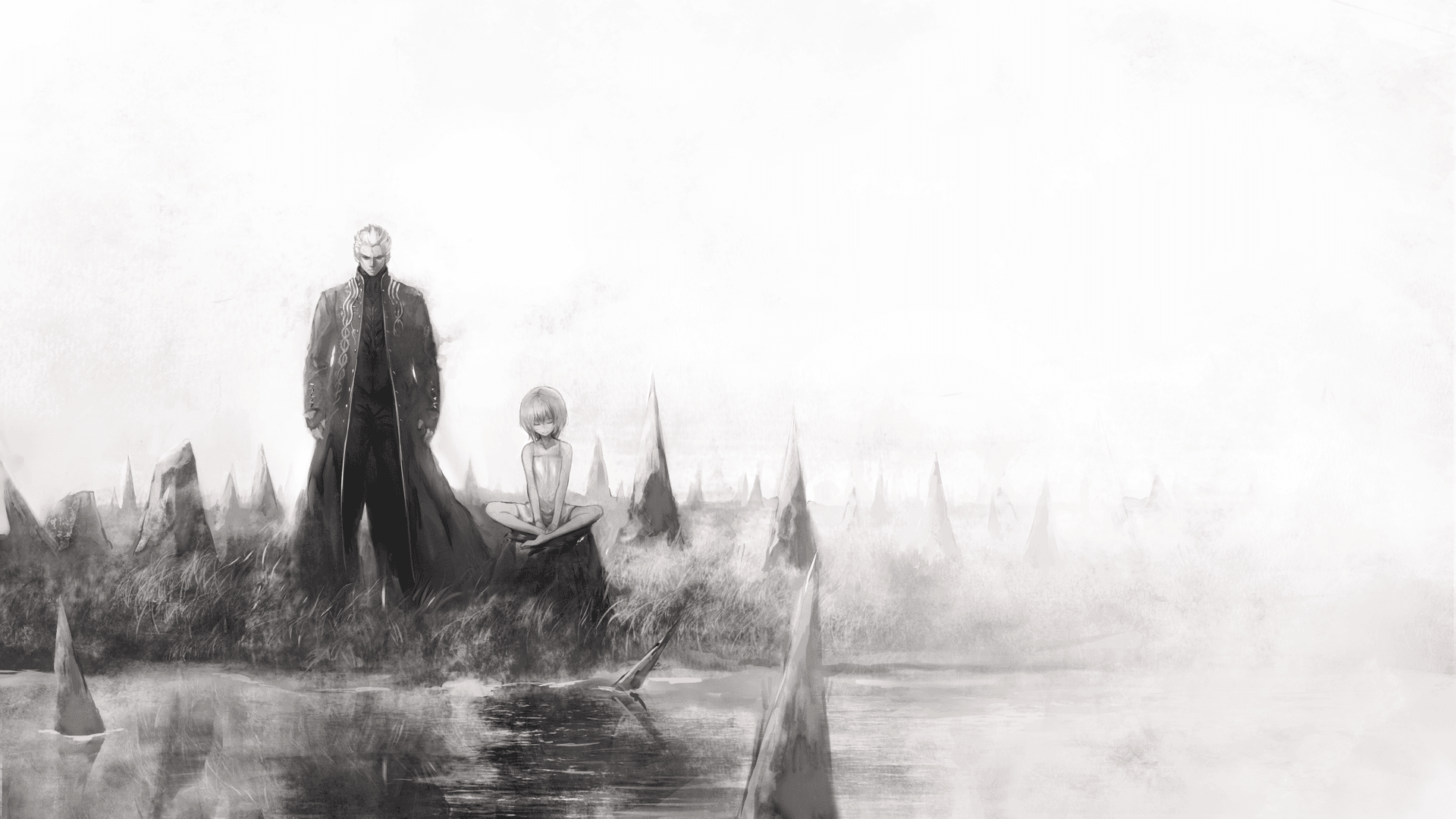 V with one of his familiars in dark Devil May Cry artwork