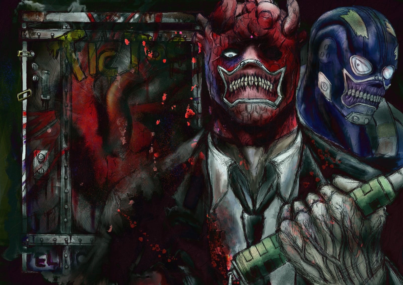 Shin and Noi in dark Dorohedoro artwork