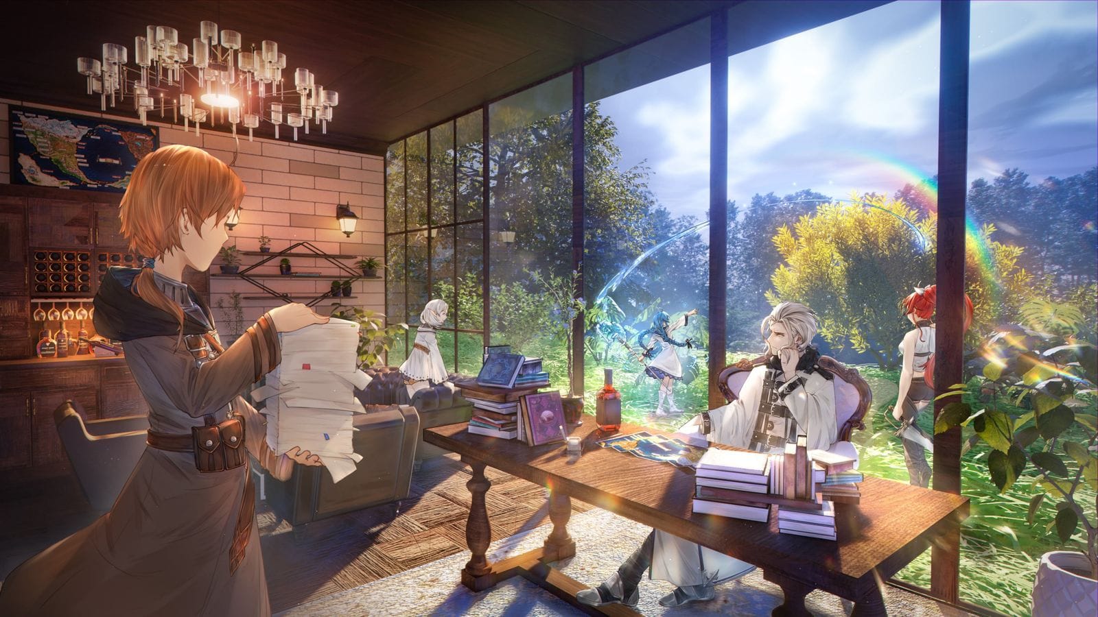 Rudeus and Orsted in a study scene in Mushoku Tensei