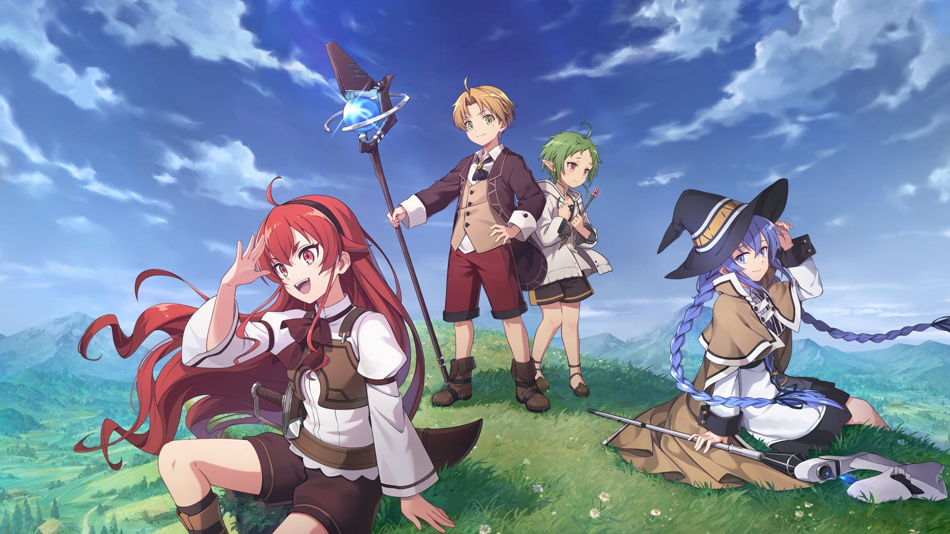 Mushoku Tensei Season 3 key visual with Rudeus Sylphiette Roxy and Eris