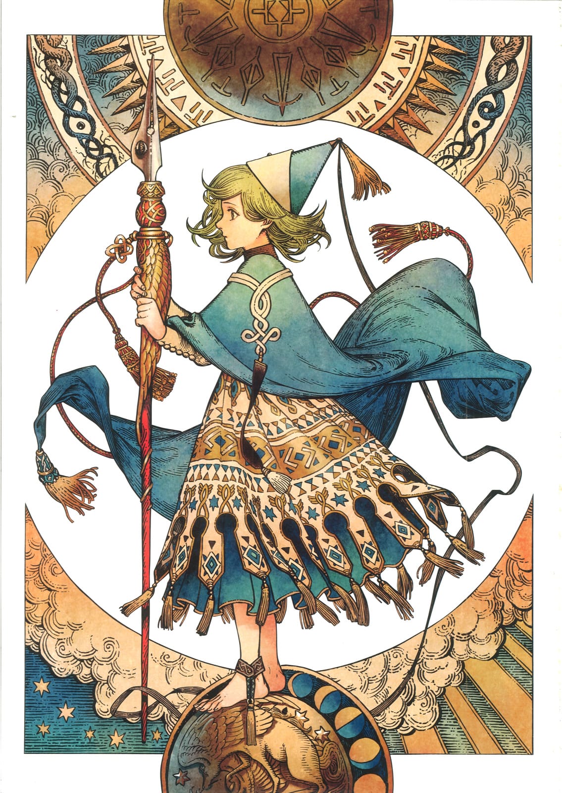 Witch Hat Atelier Coco with staff and magical symbols
