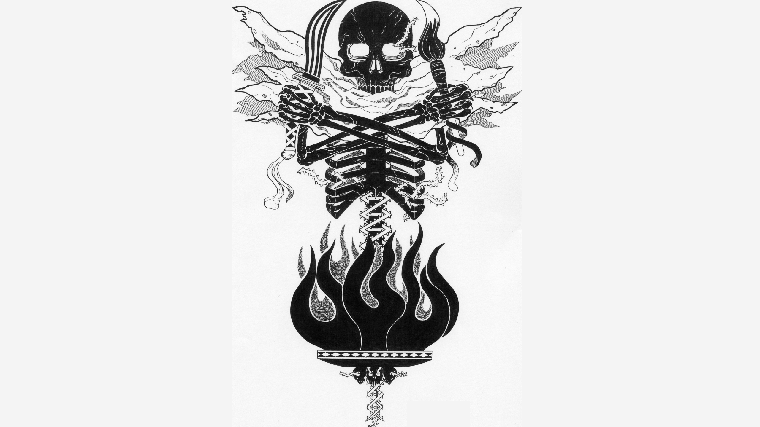 Black Torch emblem symbol featuring skull and crossed swords with flame motif