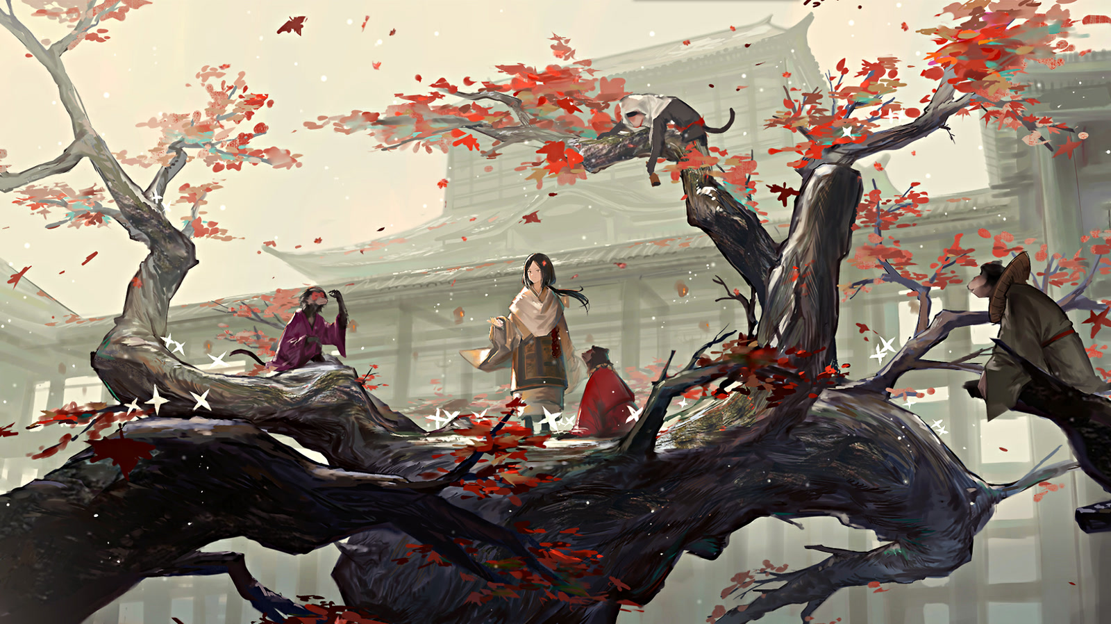 Senpou Temple monkeys and autumn scenery from Sekiro Shadows Die Twice artwork